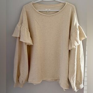 NWT Aerie Ruffle Sleeve Sweatshirt L